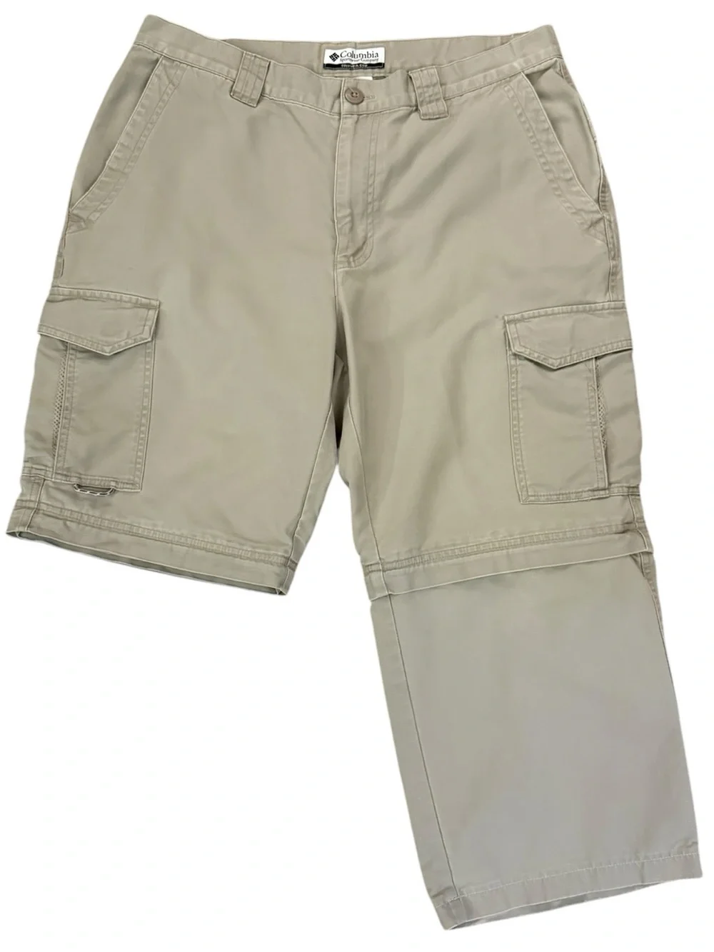 Vintage Y2K Columbia Cropped Convertible Cargo Pants 32 Zip-Off Shorts Tan